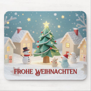 Festliche Weihnachtsszene mit Schneemännern Mousepad