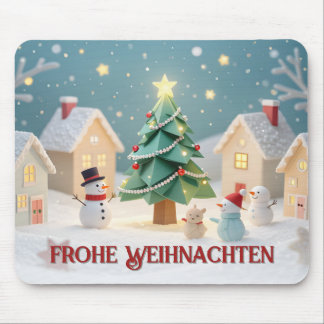 Festliche Weihnachtsszene mit Schneemännern Mousepad
