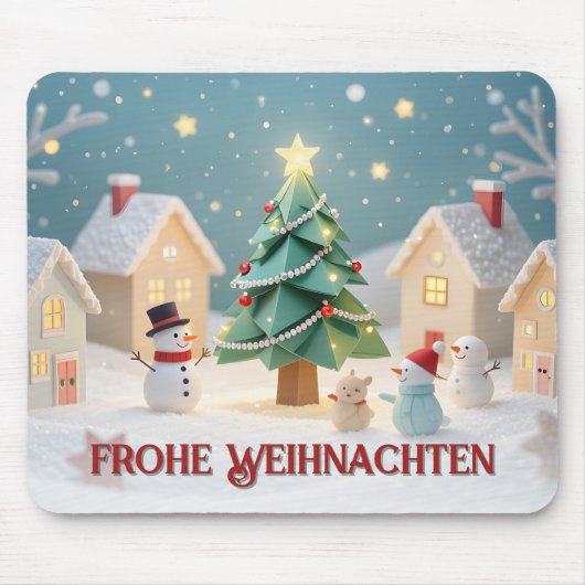 Festliche Weihnachtsszene mit Schneemännern Mousepad (Vorne)