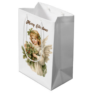 Festliche Weihnachtswasserfarbe Angel hinzufügen T Mittlere Geschenktüte