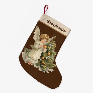 Festliche Weihnachtswasserfarbe Angel Name hinzufü Kleiner Weihnachtsstrumpf