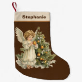 Festliche Weihnachtswasserfarbe Angel Name hinzufü Kleiner Weihnachtsstrumpf (Vorderseite)