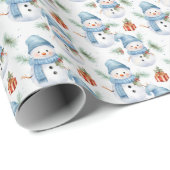 Festliche Weihnachtswasserfarbe Snowman Geschenkpapier (Rolleneckpunkt)