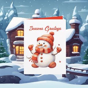 Festliche Weihnachtswasserfarbe Snowman Karte