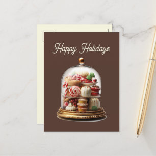Festliche Weihnachtswasserfarben-Süßigkeiten Feiertagspostkarte