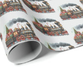 Festliche Weihnachtszüge Urlaub Geschenkpapier (Rolleneckpunkt)