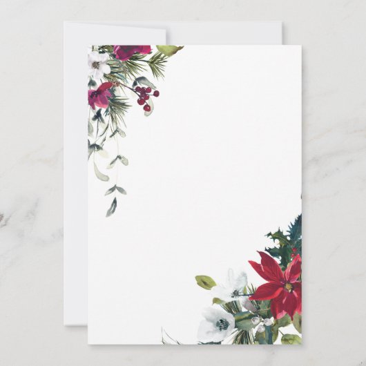 Festliche Weihnachtszweigstelle Poinsettia Einladung (Rückseite)