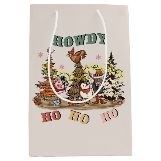 Festliche Western Weihnachten Mittlere Geschenktüte (Vorderseite)