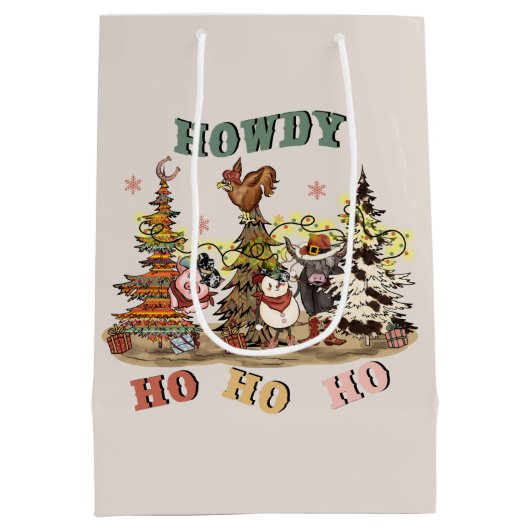 Festliche Western Weihnachten Mittlere Geschenktüte (Rückseite)