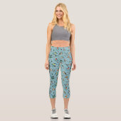Festliche Winter Birds Weihnachtsmuster Capri Leggings (Vorderseite)
