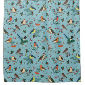 Festliche Winter Birds Weihnachtsmuster Duschvorhang (Vorderseite)