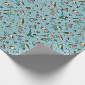 Festliche Winter Birds Weihnachtsmuster Geschenkpapier (Ecke)