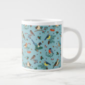 Festliche Winter Birds Weihnachtsmuster Jumbo-Tasse (Rechts)