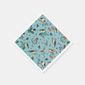 Festliche Winter Birds Weihnachtsmuster Serviette (Ecke)
