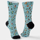 Festliche Winter Birds Weihnachtsmuster Socken (Gewinkelt)