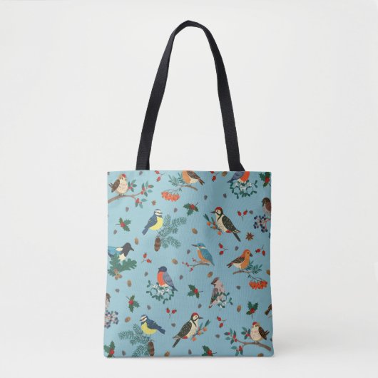 Festliche Winter Birds Weihnachtsmuster Tasche (Vorderseite)