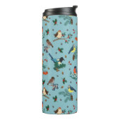 Festliche Winter Birds Weihnachtsmuster Thermosbecher (Nach links gedreht)