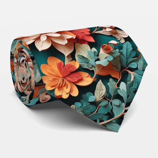 Festliche Winter-Blumen-Eleganz Krawatte (Gerollt)