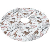 Festliche Winter Deer Woodland Muster Weihnachten Polyester Weihnachtsbaumdecke (Schrägansicht)