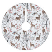 Festliche Winter Deer Woodland Muster Weihnachten Polyester Weihnachtsbaumdecke (Vorderseite)
