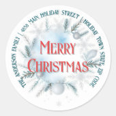 Festliche Winter Grüne Weihnachtsfeier Rücksendead Runder Aufkleber (Vorderseite)