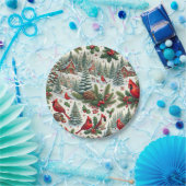 Festliche Winter-Kardinal Papierplatte Pappteller (Party)