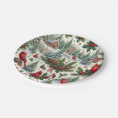 Festliche Winter-Kardinal Papierplatte Pappteller (Schrägansicht)