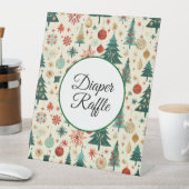 Festliche Winter Muster Kinderduschmaschine Windel Sockelschild (In Situ)