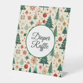 Festliche Winter Muster Kinderduschmaschine Windel Sockelschild (Vorderseite)