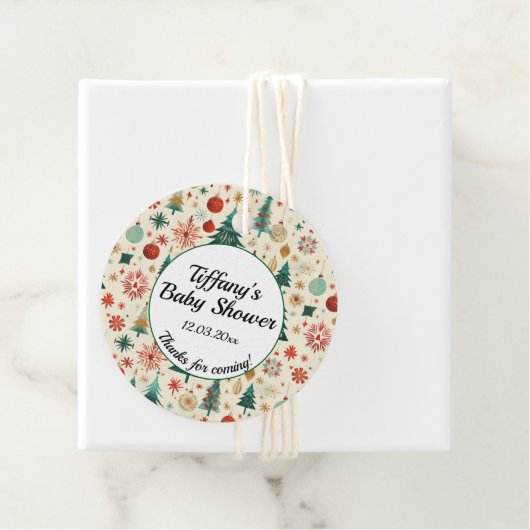 Festliche Winter Pattern Kinderdusche Geschenkanhänger (Beispiel)