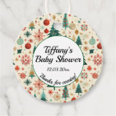 Festliche Winter Pattern Kinderdusche Geschenkanhänger (Vorderseite)