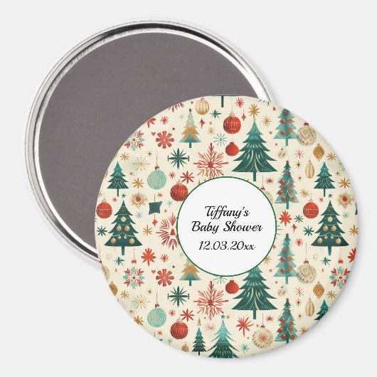 Festliche Winter Pattern Kinderdusche Magnet (Vorderseite/Rückseite)