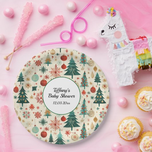 Festliche Winter Pattern Kinderdusche Pappteller (Party)