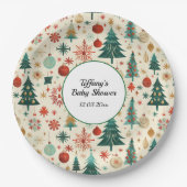 Festliche Winter Pattern Kinderdusche Pappteller (Vorderseite)