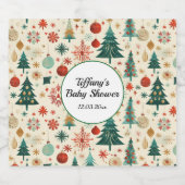 Festliche Winter Pattern Kinderdusche Schaumweinetikett (Einzelnes Label)