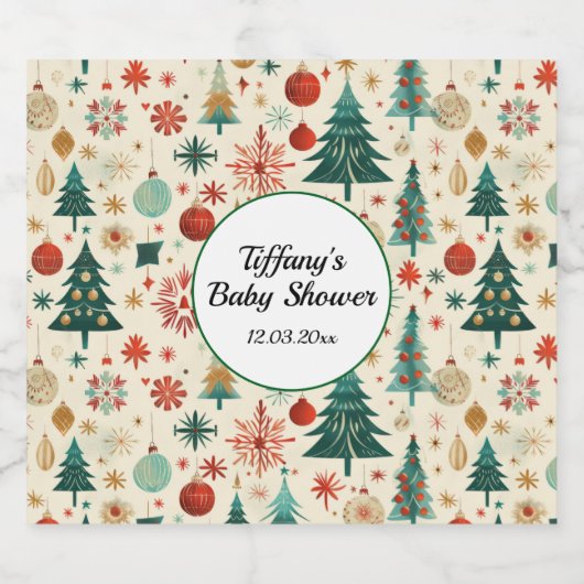 Festliche Winter Pattern Kinderdusche Schaumweinetikett (Einzelnes Label)