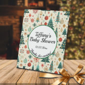 Festliche Winter Pattern Kinderdusche Sockelschild