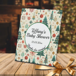 Festliche Winter Pattern Kinderdusche Sockelschild