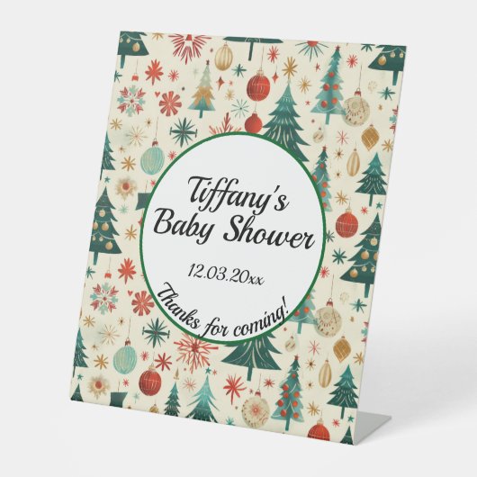 Festliche Winter Pattern Kinderdusche Sockelschild (Vorderseite)