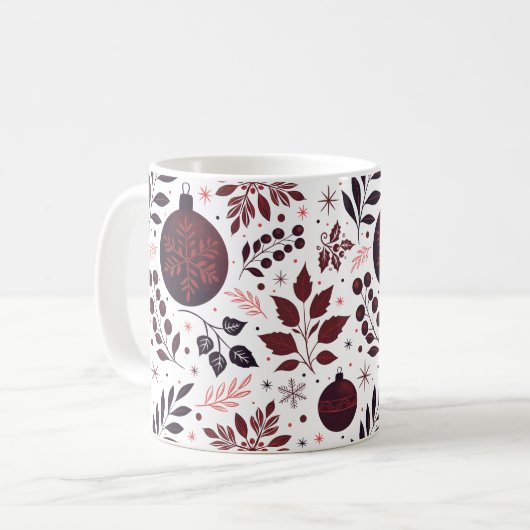 Festliche Winter Rot und Schwarze Weihnachten Kaffeetasse (Vorderseite Links)