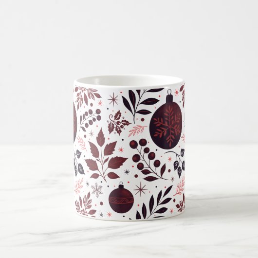 Festliche Winter Rot und Schwarze Weihnachten Kaffeetasse (Mittel)