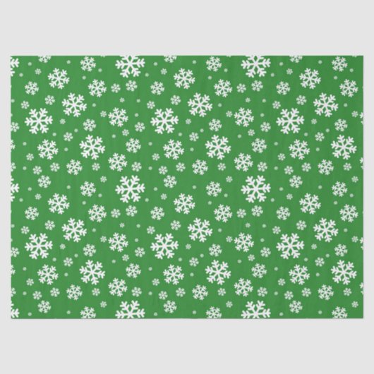 Festliche Winter-Schneeflocken-Muster Grün und Wei Seidenpapier (Vorderseite)