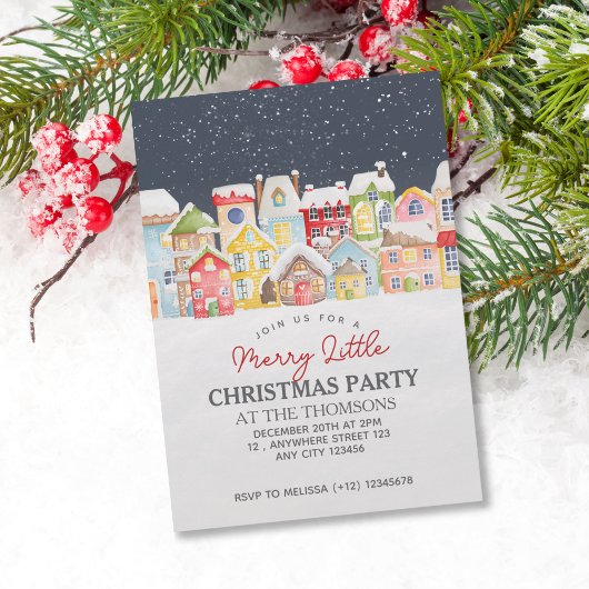 Festliche Winter Snow House Twilight Sky Weihnacht Einladung