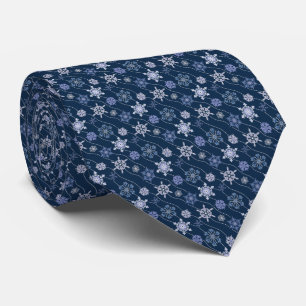 Festliche Winter Snowflake Navy Blue Krawatte