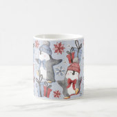 Festliche Winter-Tanzpinguine Kaffeetasse (Mittel)