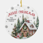 Festliche Winter Wasserfarben Weihnachten Keramik Ornament (Hinten)