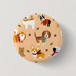 Festliche Winter-Welpen-Schals Button