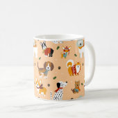 Festliche Winter-Welpen-Schals Kaffeetasse (VorderseiteRechts)