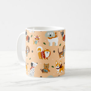 Festliche Winter-Welpen-Schals Kaffeetasse