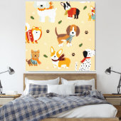 Festliche Winter-Welpen-Schals Leinwanddruck (Insitu (Schlafzimmer))